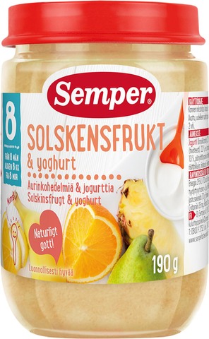Semper Sunny fruit-yoghurt 190g from 8mth